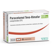 PARACETAMOL TEVA-RIMAFAR EFG 650 MG 20 COMPRIMIDOS