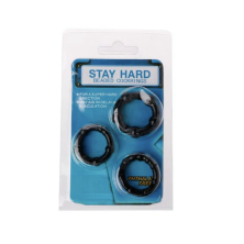 STAY HARD ANILLOS PENE CUENTAS NEGRAS
