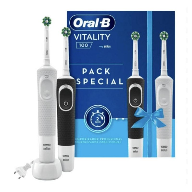 CEPILLO DENTAL ELECTRICO RECARGABLE ORAL-B VITAL BLANCO Y NEGRO