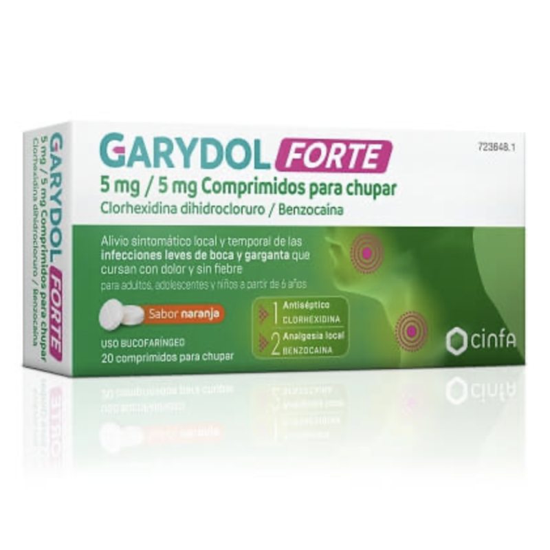 GARYDOL FORTE 5 MG/5 MG 20 COMPRIMIDOS PARA CHUPAR