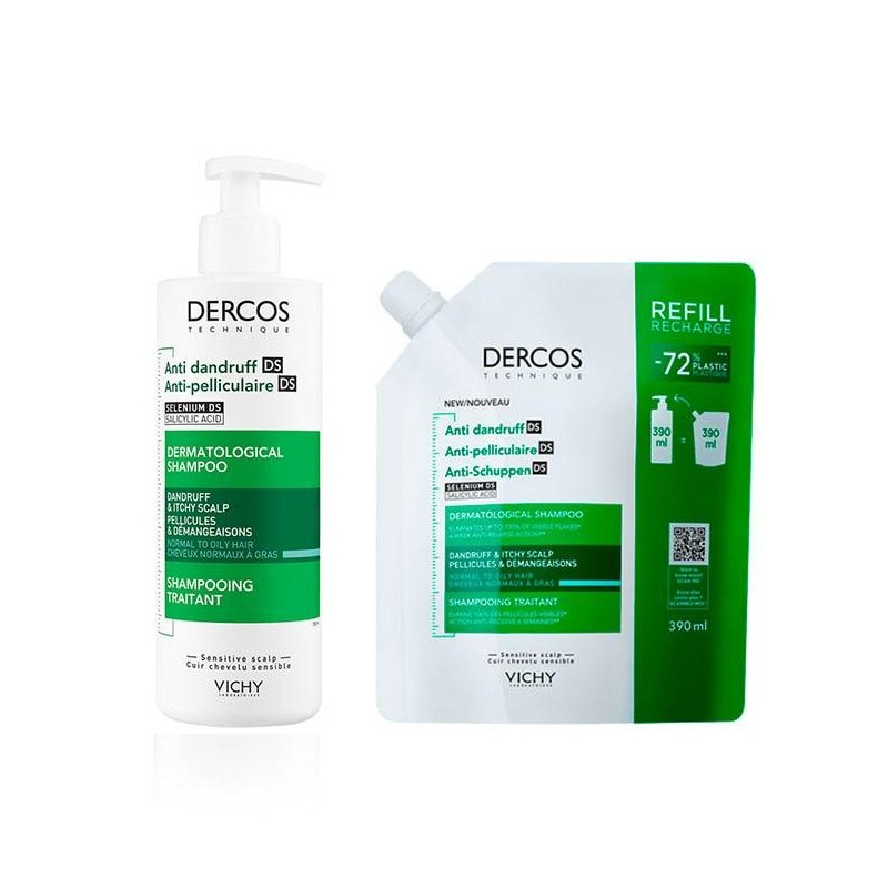 DERCOS CHAMPU ANTICASPA  NORMAL-GRASO 390ML ECOPACK