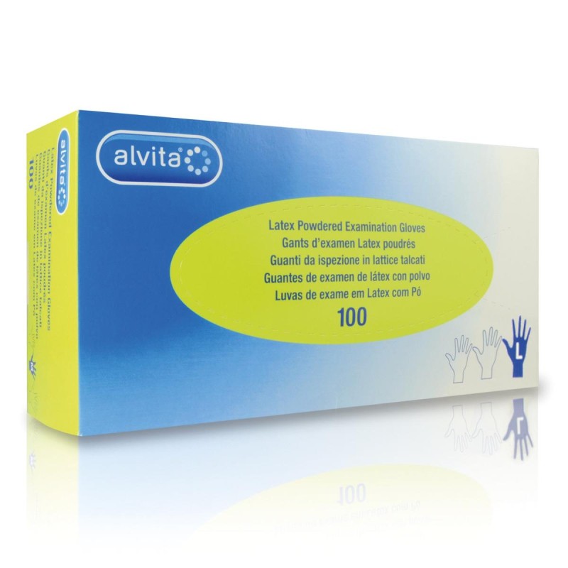 ALVITA GUANTES LATEX POLVO L