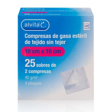 ALVITA COMPRESAS GASA ESTERIL TEJIDO SIN TEJER 1