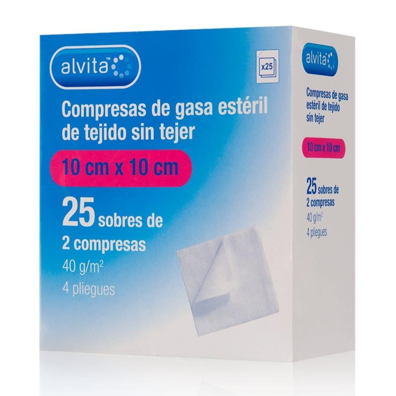 ALVITA COMPRESAS GASA ESTERIL TEJIDO SIN TEJER 1