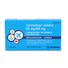 NORMOSTOP CAFEINA 50 MG/50 MG 12 COMPRIMIDOS RECUBIERTOS