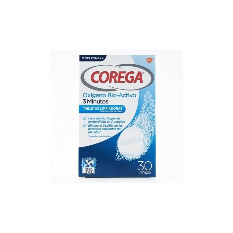 COREGA 3 MINUTOS LIMPIEZA PROTESIS DENTAL 30 TABLETAS