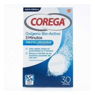 COREGA 3 MINUTOS LIMPIEZA PROTESIS DENTAL 30 TABLETAS