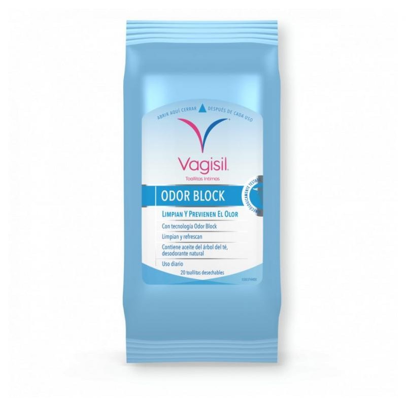 VAGISIL TOALLITAS INTIMAS ODOR BLOCK 20 UNIDADES