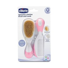 CEPILLO Y PEINE INFANTIL CHICCO PELO NATURAL ROSA