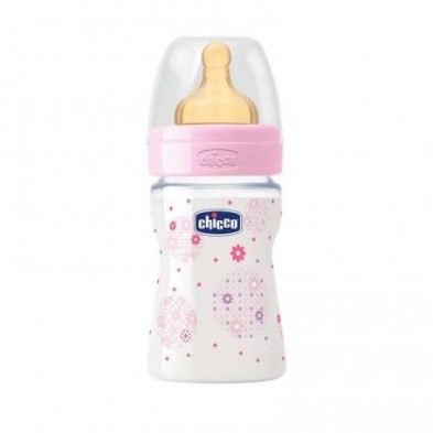 BIBERON TETINA CAUCHO CHICCO FLUJO NORMAL ROSA 150 ML +0 M