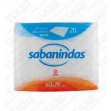 PROTECTOR DE CAMA ABSORBENTE EXTRA 60 X 75 SABANINDAS 20 UNIDADES