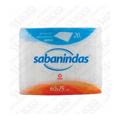 PROTECTOR DE CAMA ABSORBENTE EXTRA 60 X 75 SABANINDAS 20 UNIDADES