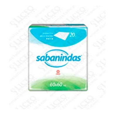 PROTECTOR DE CAMA ABSORBENTE EXTRA SABANINDAS 60 X 60 20 UNIDADES