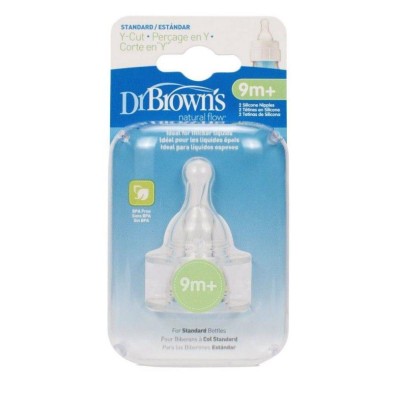 TETINA SILICONA DR BROWN`S NATURAL FLOW STANDARD CORTE Y 2 UNIDADES +9M