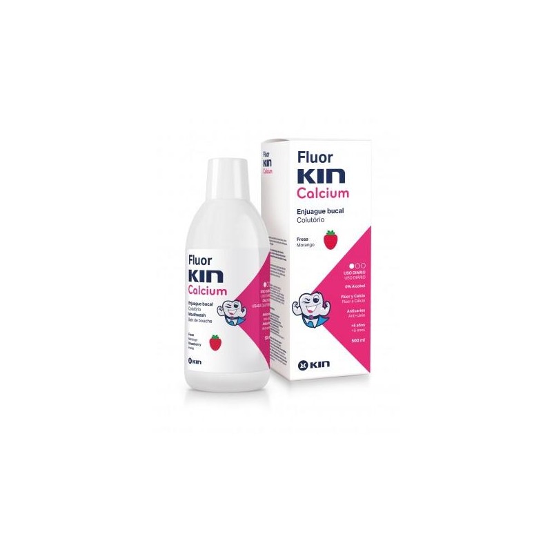 FLUOR KIN CALCIO ENJUAGUE BUCAL FRESA 500 ML