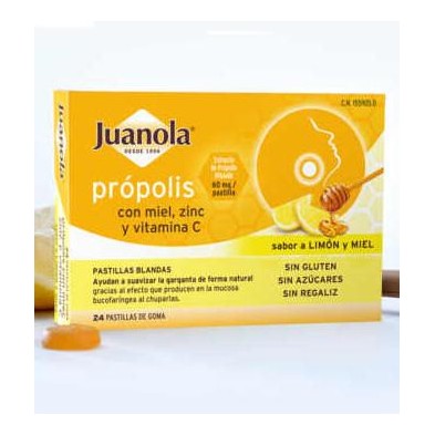 JUANOLA PASTILLAS BLANDAS PROPOLIS MIEL Y LIMÓN VIT C 