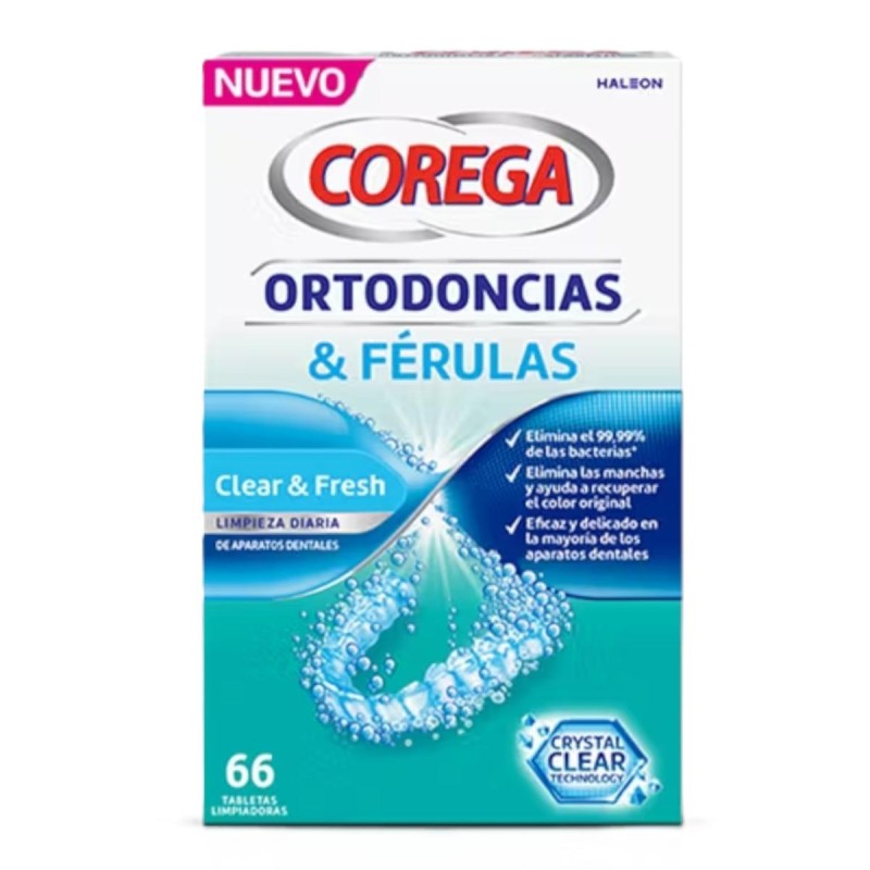 COREGA ORTODONCIAS & FERULAS 66 TABLETAS LIMPIADORAS