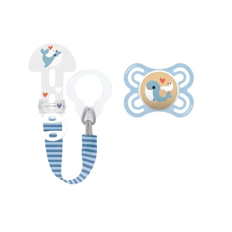 BROCHE PARA CHUPETE Y CHUPETE DE SILICONA MAM CLIP IT! & ORIGINAL
