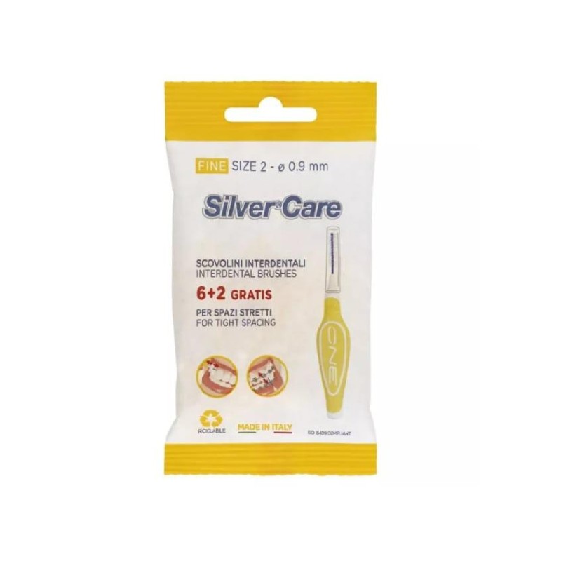 SILVER CARE CEPILLO INTERDENTAL FINO 6+2 U