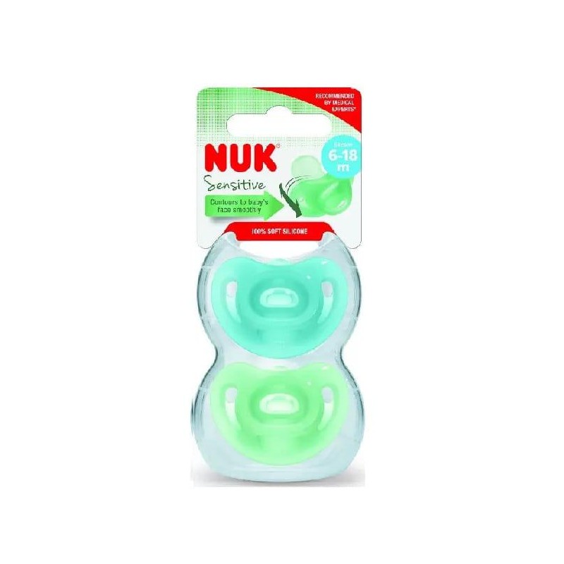 CHUPETE SILICONA NUK SENSITIVE 6 - 18 MESES 2 UNIDADES