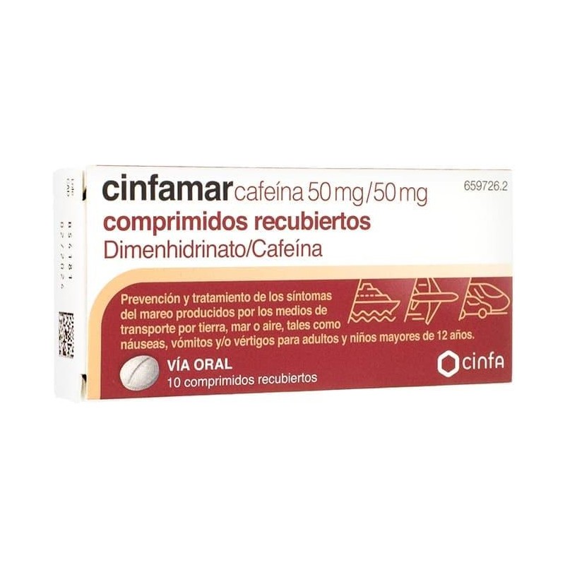 CINFAMAR CAFEINA 50/50 MG 10 COMPRIMIDOS
