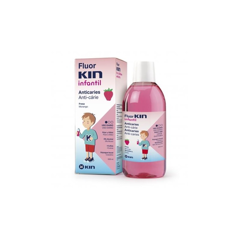 FLUOR KIN INFANTIL COLUTORIO SABOR FRESA 500 ML