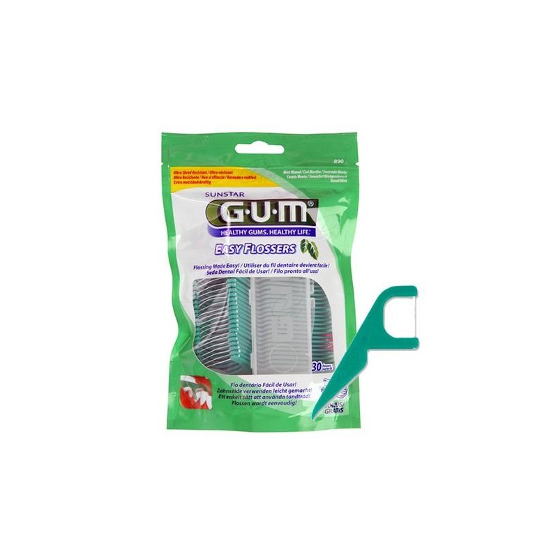 GUM- 890 EASY FLOSSERS SEDA DENTAL APLICADOR 30 UNIDADES