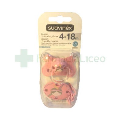 SUAVINEX CHUPETE FUSION SILICONA 4-18M + BROCHE PINZA