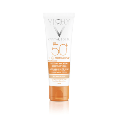 IDEAL SOLEIL SPF-50+ CUIDADO ANTIMANCHAS 3 EN 1