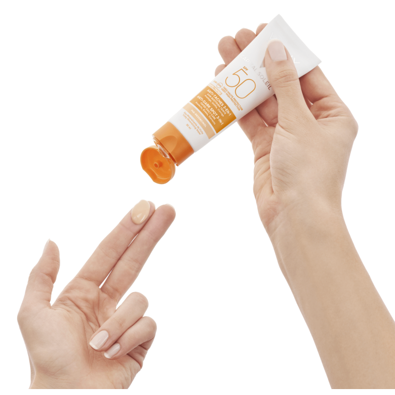 IDEAL SOLEIL SPF-50+ CUIDADO ANTIMANCHAS 3 EN 1