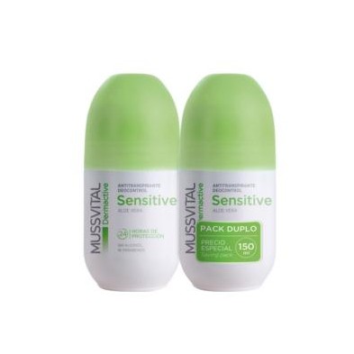 MUSSVITAL DERMACTIVE DEO SENSITIVE ALOE VERA ROL PACK 2 UDS 75ML