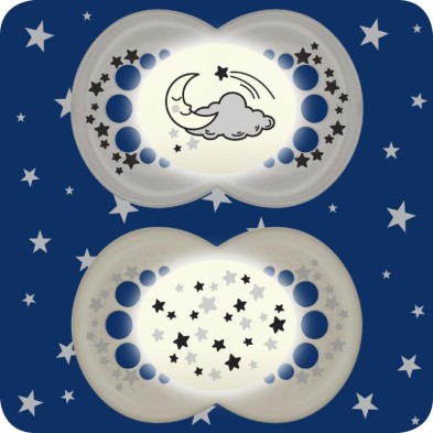 CHUPETE SILICONA MAM NIGHT + 6 M PACK DOBLE 