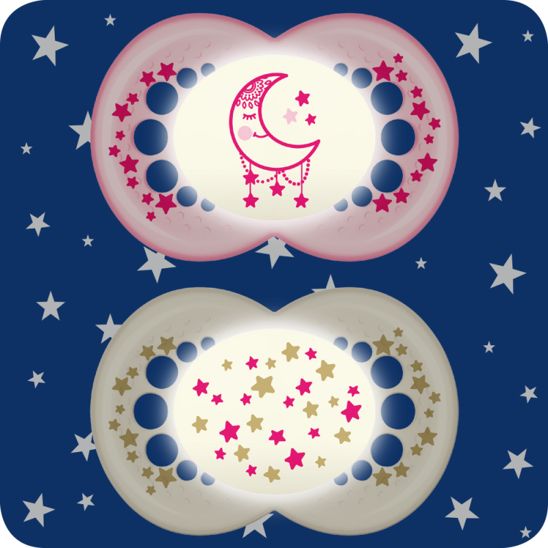 CHUPETE SILICONA MAM NIGHT + 6 M PACK DOBLE 
