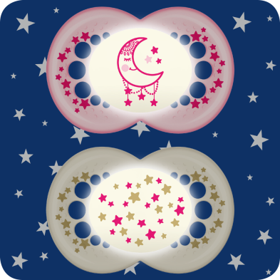 CHUPETE SILICONA MAM NIGHT + 6 M PACK DOBLE 
