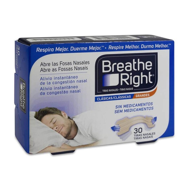 BREATHE RIGHT TIRAS NASALES COLOR TALLA GRANDE 30 UNIDADES