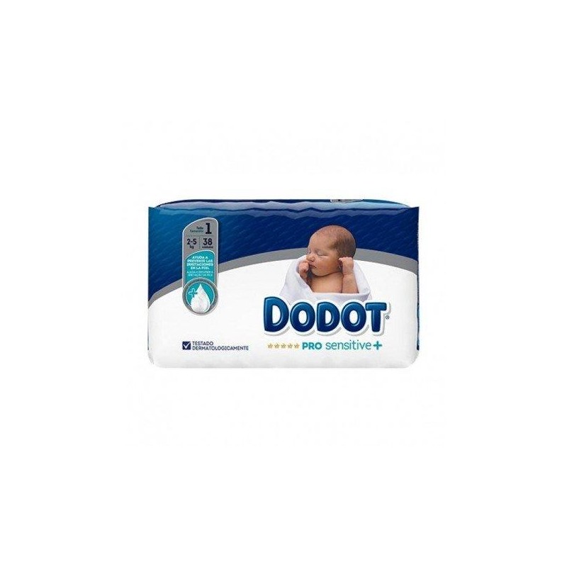 PAÑAL INFANTIL DODOT PRO SENSITIVE T- 1 2-5 KG 38 UNIDADES
