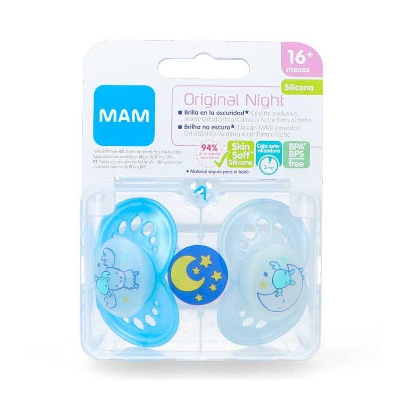 CHUPETE SILICONA MAM AIR NIGHT N 16+ M PACK DOBLE