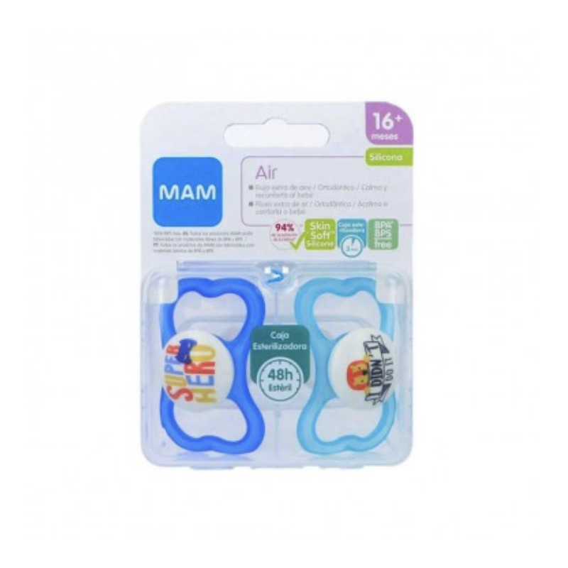 CHUPETE SILICONA SIMETRICA MAM AIR 16+ A PACK DOBLE