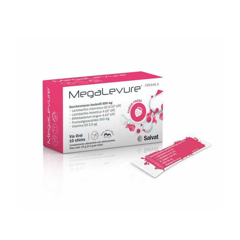 MEGALEVURE 10 STICKS SABOR FRESA