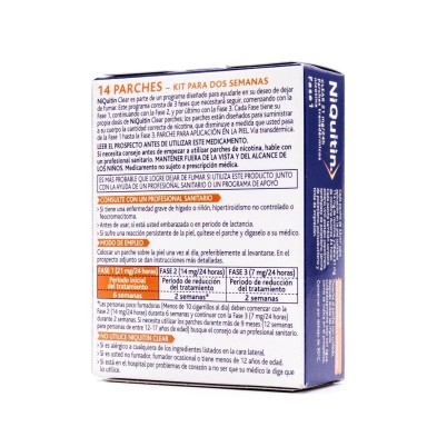 NIQUITIN CLEAR 21 MG/24 H 14 PARCHES TRANSDERMICOS 114 MG