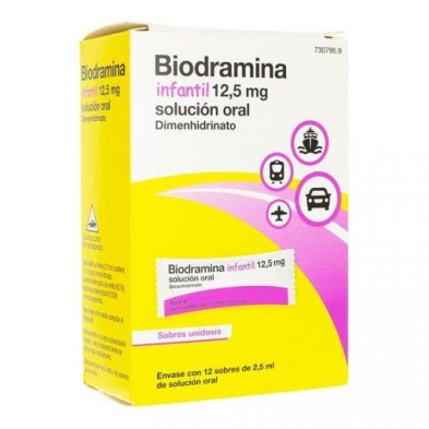BIODRAMINA INFANTIL 12,5 MG 12 SOBRES MONODOSIS SOLUCION ORAL 2,5 ML