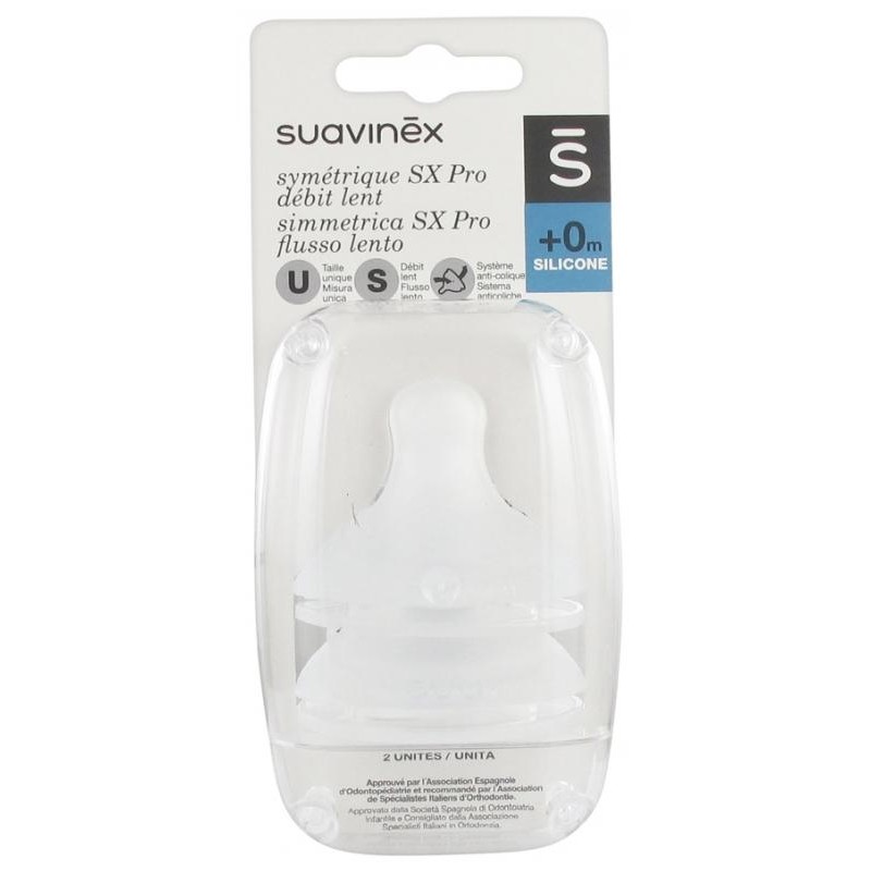 SUAVINEX TETINA SILICONA FISIOLOGICA SX PRO FLUJO S 2 UNIDADES +0MESES
