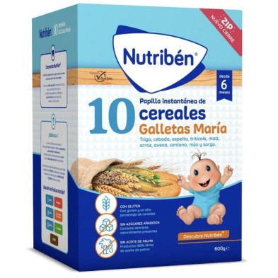 NUTRIBEN 10 CEREALES GALLETAS MARIA 1 BOLSA 600 G