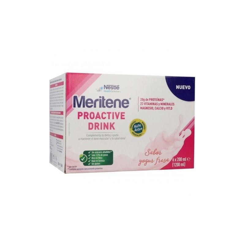 MERITENE PROACTIVE DRINK 6 BOTELLAS 200 ML SABOR YOGUR FRESA
